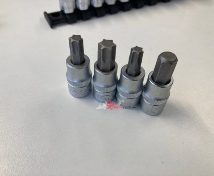 A selection of 3/4 drive Allen and Torx bits.