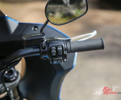 Right hand controls. Starter, indicator and switchable TCS.