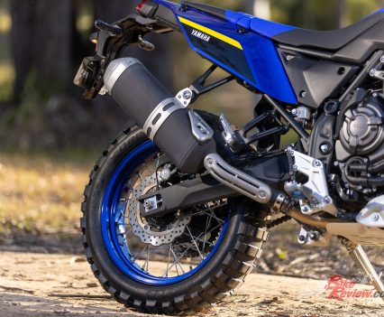 The rear subframe and exhaust hanger are welded on rather than being bolted on. Yikes if you over-rotate the bike.