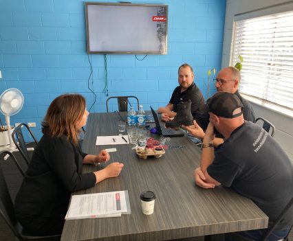 Checking out some of the new range of Falco boots with the boss man himself, Mattia Foscarini.