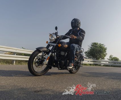 A compliant ride at both ends was my biggest surprise with the Bullet. More so than on any other RE model I have ridden, the suspension is a strong point and above that of the category and competition. Overall handling is quite good for the weight and style.