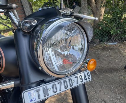 Chrome headlight beak.