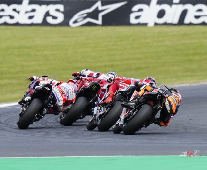 Over the line for the last lap the number 89 had just four tenths left in hand ahead of his teammate, Bagnaia was now the bike behind Zarco and Binder had dropped to fifth.