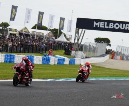On the second time of asking, Bagnaia's first hot lap saw him take over on top by 0.275. But the red sectors kept coming, from both the reigning Champion and the eight-time Champion looking to move through with him.
