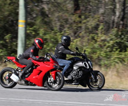 Kaori usually rides a SuperSport S but found the big Diavel easier to ride than she imagined.