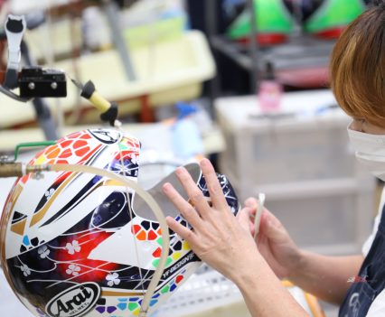 Laying the decals down.