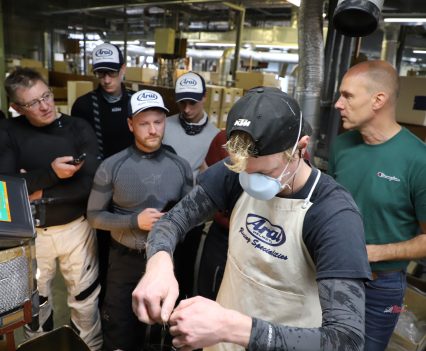 Moulding the shells.