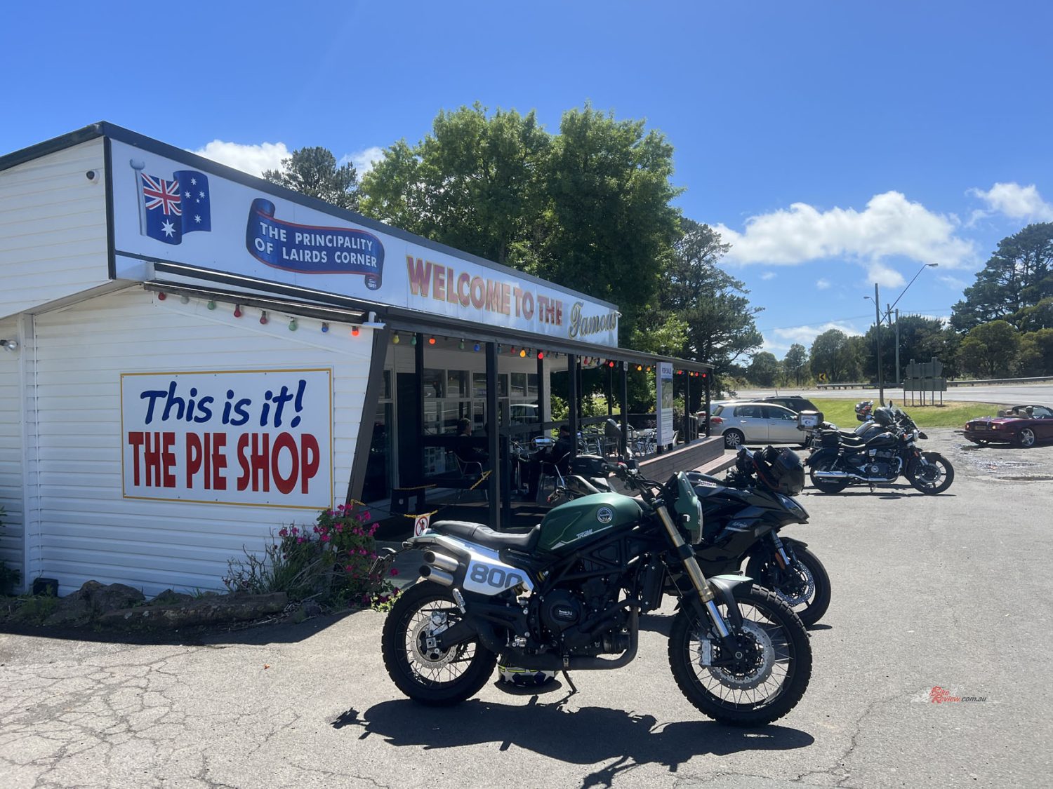 It's the rule of Mac Pass to stop up at the pie shop. They love having motorcycle and car enthusiasts here...