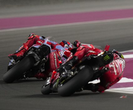 The battle for victory, however, was now a duel: Bagnaia vs Diggia. The laps ticked down and the gap went out to a few tenths then back down, but no move was made in a tense game of chess.