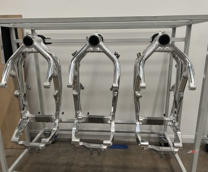 Hand tig-welded frames.