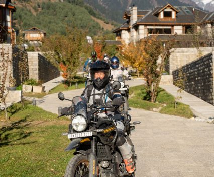 Heading out for day one... The Himalayan is great at low speed.