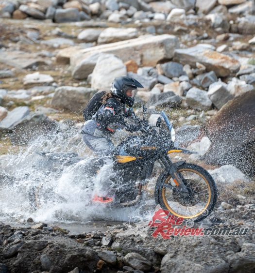 "The engine's revvy nature and torque character strikes a fantastic compromise between road and off-road riding, as does the six-speed gearbox, resulting in tractable power in all conditions."