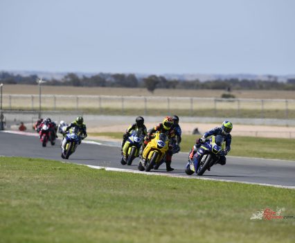 In race one, Voight led off the line but it wasn’t long before Simpson muscled his way into the lead with the knowledge that he had to win both races for any chance of wresting the title from Dunker’s grasp.