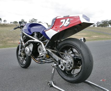 The rev-limiter is set at 10,500rpm, with 144bhp peak power from the air-cooled motor delivered to the rear wheel at 9,500 rpm.