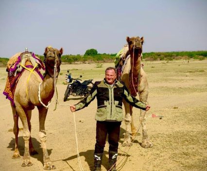 Graeme wrangling the local wildlife.