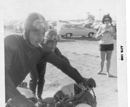 Ehret with passenger John Coleman headng to the Oran Park startline in 1968.